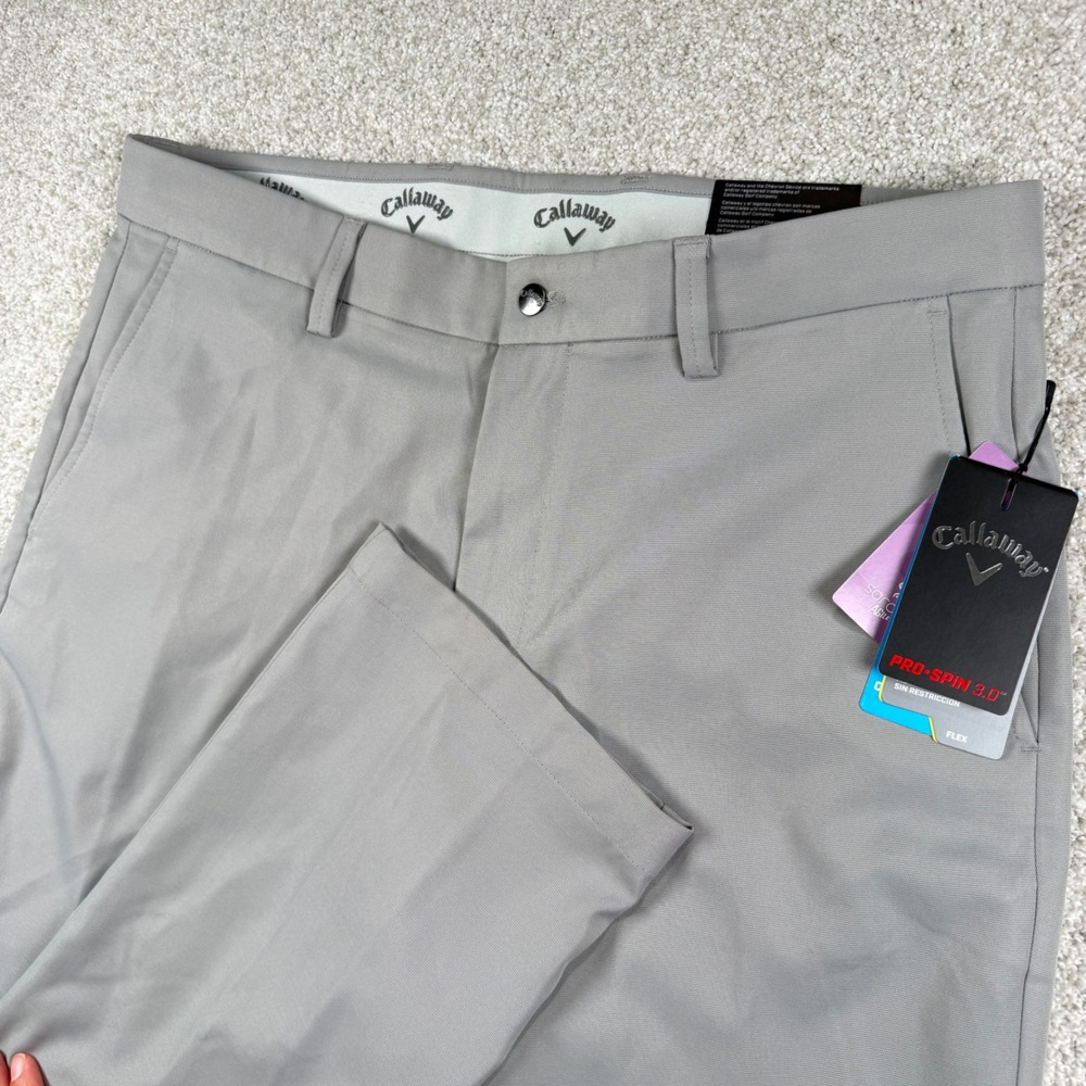 NEW Callaway Golf Pants Mens 34x32 Grey Pro-Spin 3.0 Active Waistband Flex